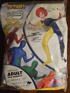 NWTS Spirit Yellow & Navy Clown Super Skinsuit with Red Wig Medium